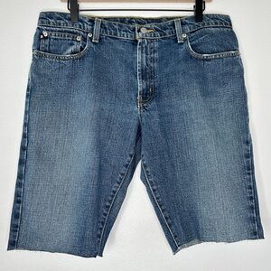 Vintage Polo Jeans Co. Denim Cut Off Shorts Women’s 14 Ralph Lauren Leather Tab